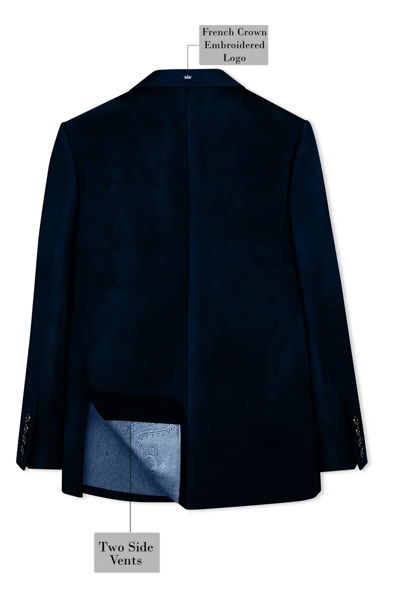 Noctivell-Cinder Blue Velvet Peak Lapel Tuxedo Suit 10
