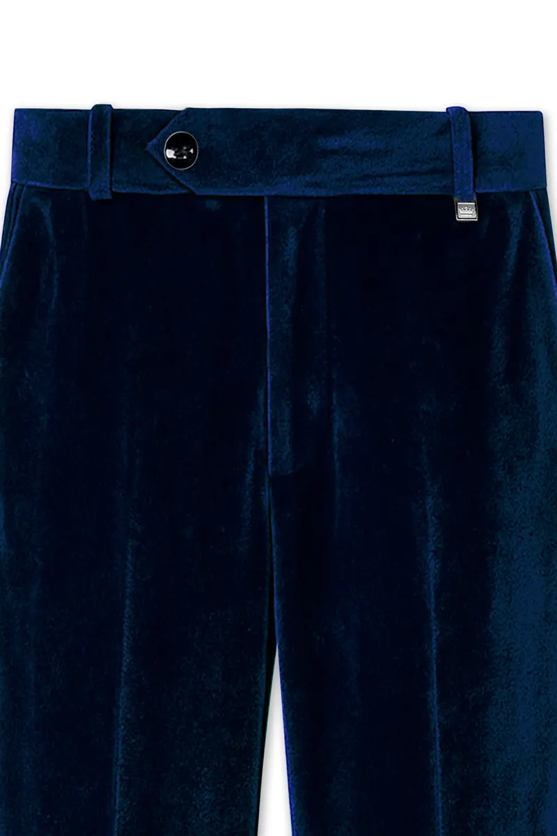 Noctivell-Cinder Blue Velvet Peak Lapel Tuxedo Suit 13