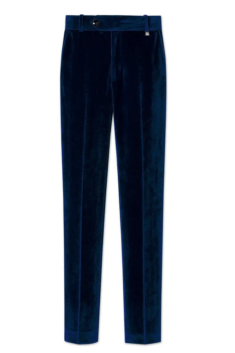 Noctivell-Cinder Blue Velvet Peak Lapel Tuxedo Suit 14
