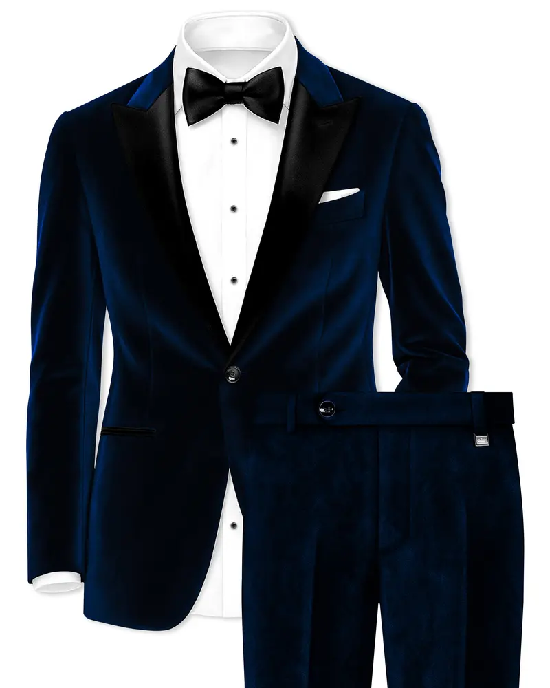 Noctivell-Cinder Blue Velvet Peak Lapel Tuxedo Suit 18