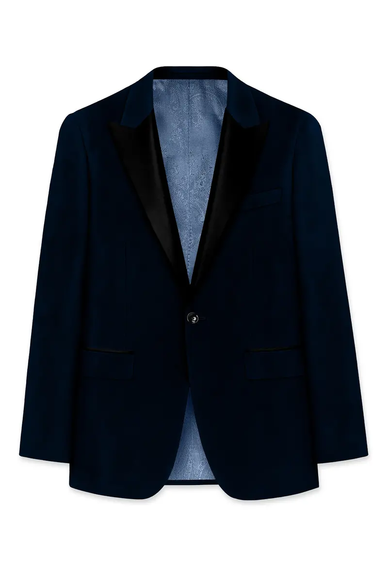Noctivell-Cinder Blue Velvet Peak Lapel Tuxedo Suit 9
