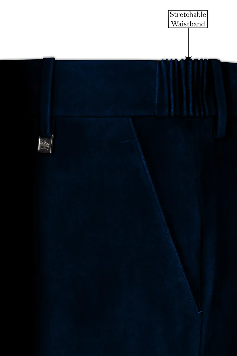 Noctivell-Cinder Blue Velvet Stretchable Waistband Pant 6