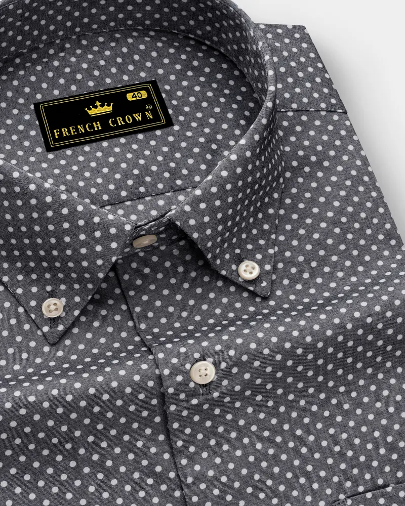 Noctivra-Vampire Gray Dots Printed Super Soft Premium Cotton Dress Shirt 1