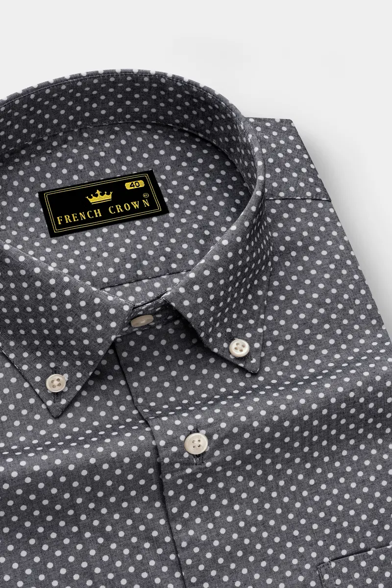 Noctivra-Vampire Gray Dots Printed Super Soft Premium Cotton Dress Shirt 2
