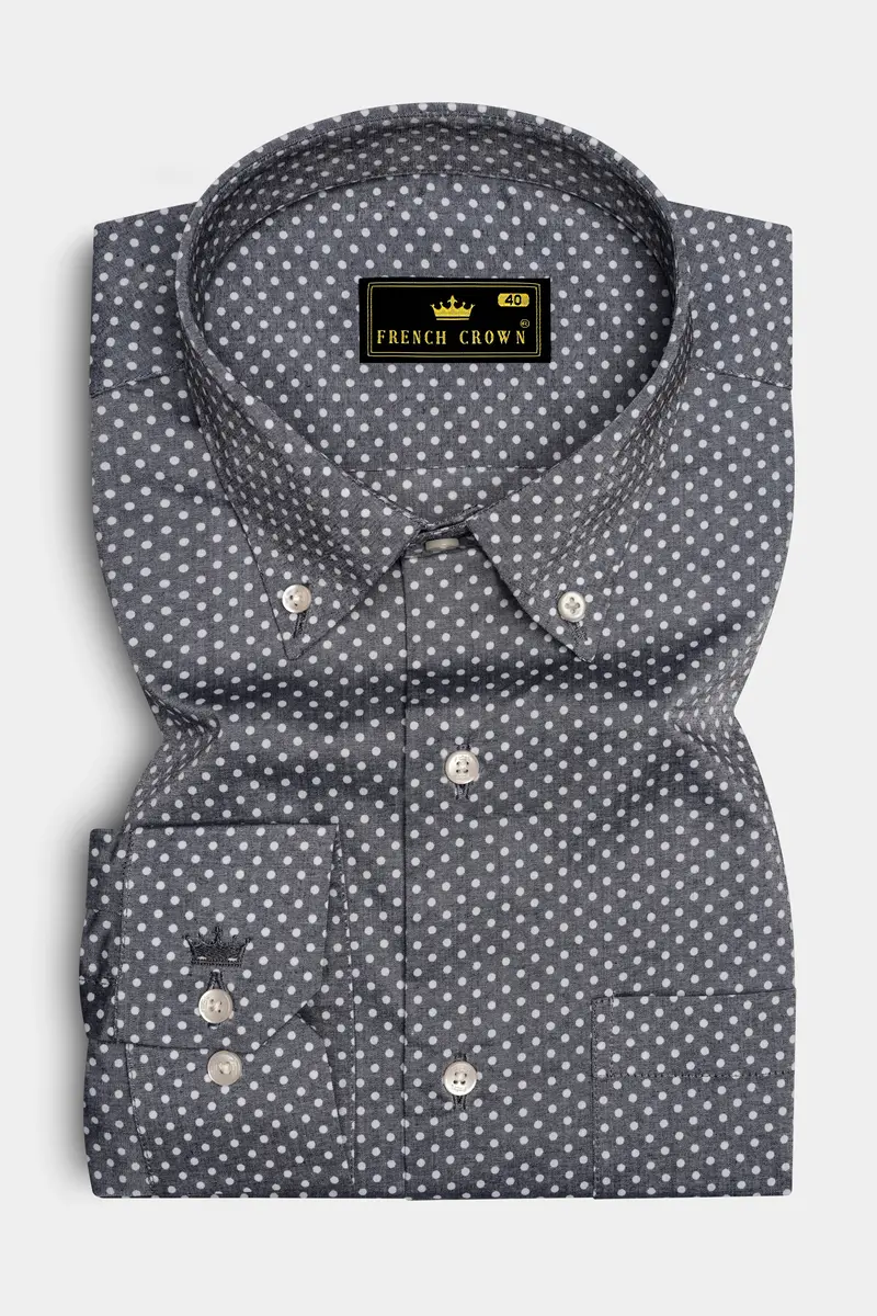 Noctivra-Vampire Gray Dots Printed Super Soft Premium Cotton Dress Shirt 4