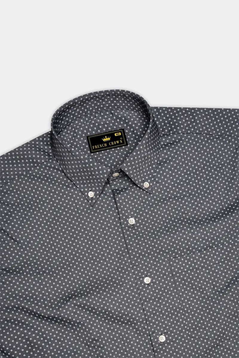 Noctivra-Vampire Gray Dots Printed Super Soft Premium Cotton Dress Shirt 5