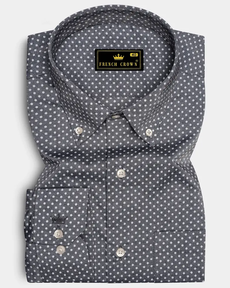 Noctivra-Vampire Gray Dots Printed Super Soft Premium Cotton Dress Shirt 6