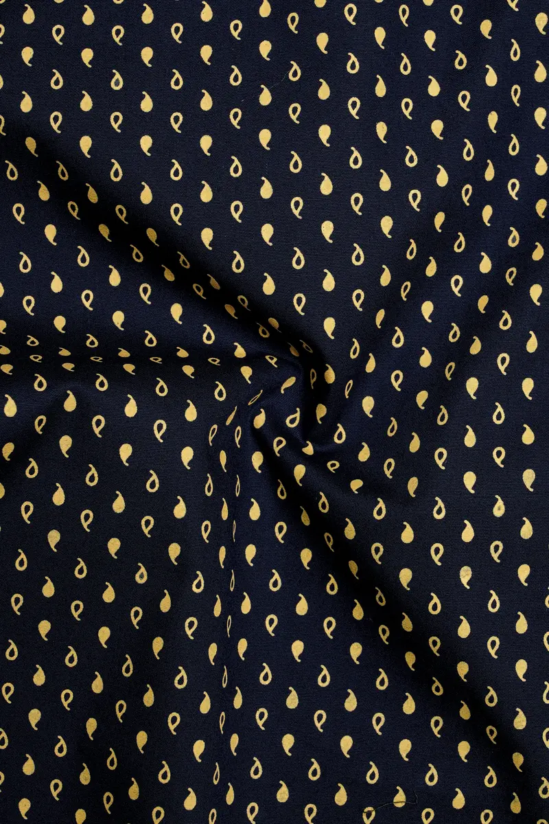 Noctivra-Vulcan Blue And Pavlova Yellow Midnight Paisley Printed Super Soft Premium Cotton Dress Shirt 3