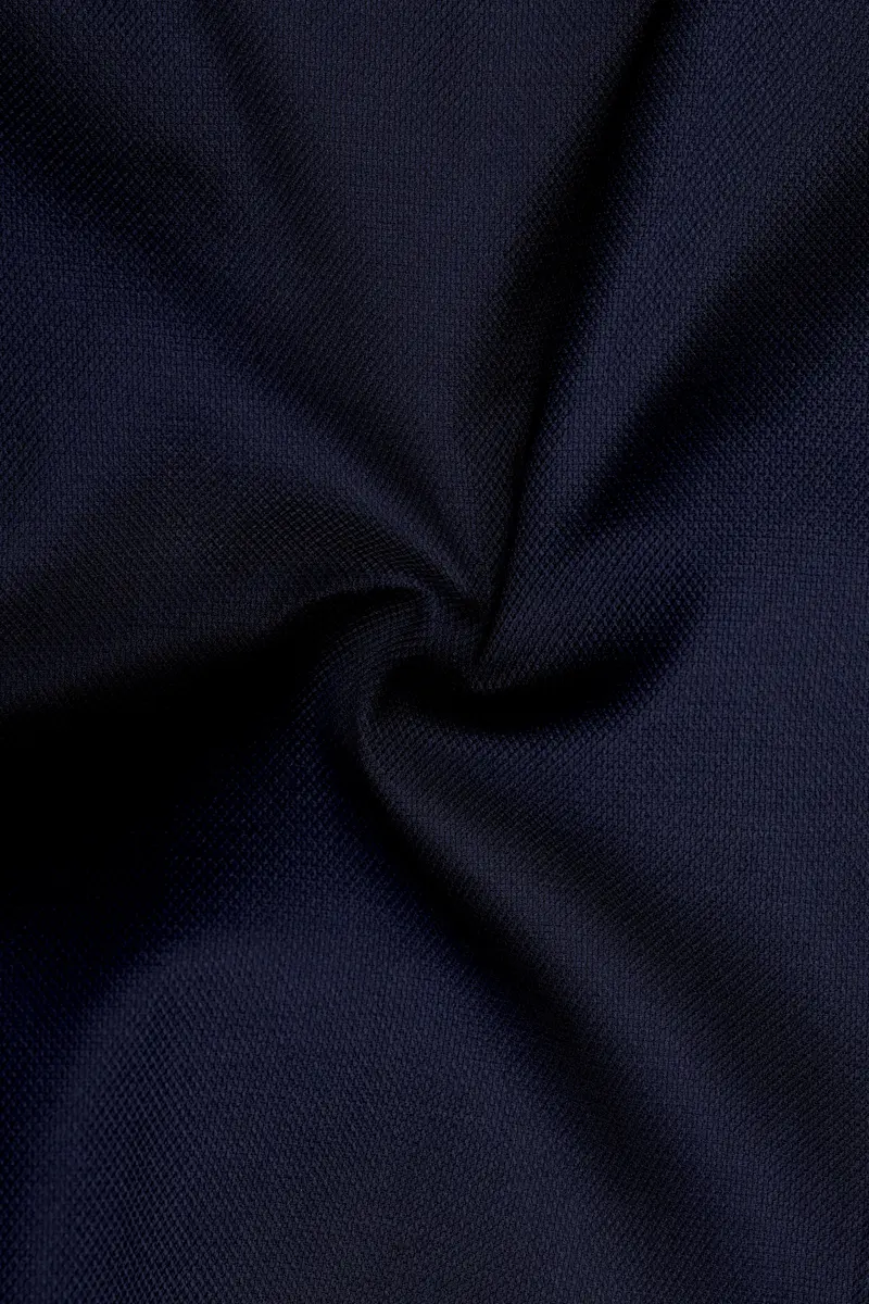 Nocturnal-Ebony Blue Solid Dobby Textured Premium Giza Cotton Dress Shirt 2