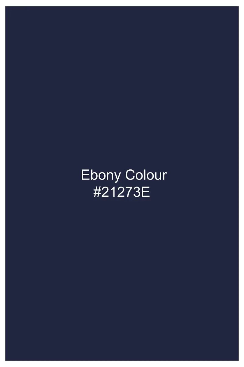 Nocturnal-Ebony Blue Solid Dobby Textured Premium Giza Cotton Dress Shirt 6