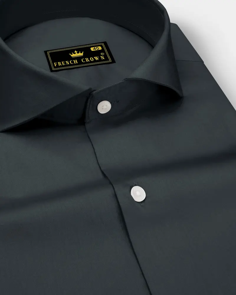 Nocturo-Charcoal Gray Subtle Sheen Super Soft Premium Cotton Cut Away Collar Dress Shirt 1
