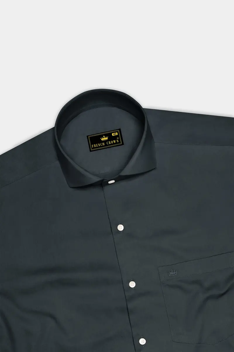 Nocturo-Charcoal Gray Subtle Sheen Super Soft Premium Cotton Cut Away Collar Dress Shirt 5