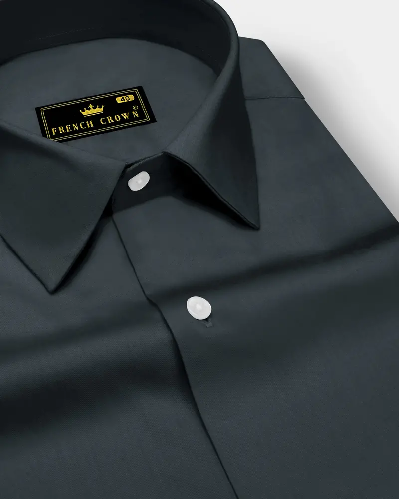 Nocturo-Charcoal Gray Subtle Sheen Super Soft Premium Cotton Dress Shirt 1