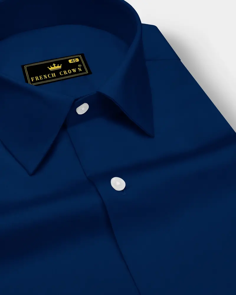 Nocturo Prussian Blue Subtle Sheen Super Soft Premium Cotton Dress Shirt 1