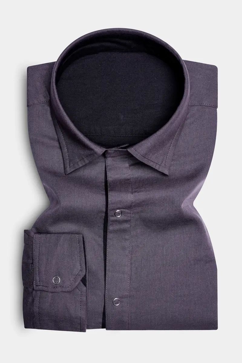 Noir Drift-Zeus Black And Fuscous Gray Solid Premium Giza Cotton Reversible Shirt 10