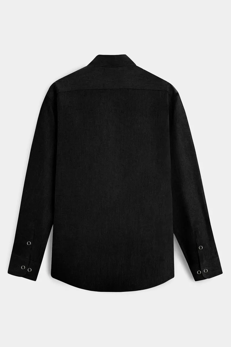 Noir Drift-Zeus Black And Fuscous Gray Solid Premium Giza Cotton Reversible Shirt 13