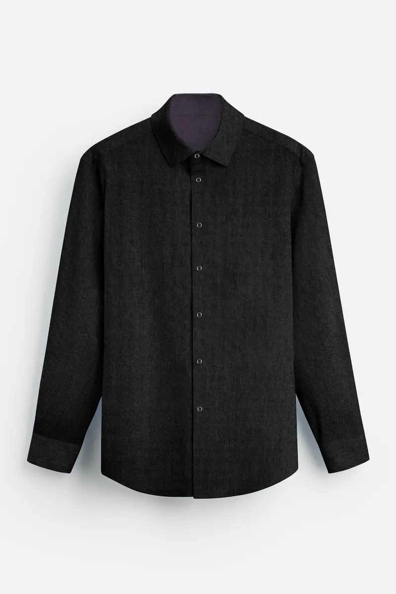 Noir Drift-Zeus Black And Fuscous Gray Solid Premium Giza Cotton Reversible Shirt 3