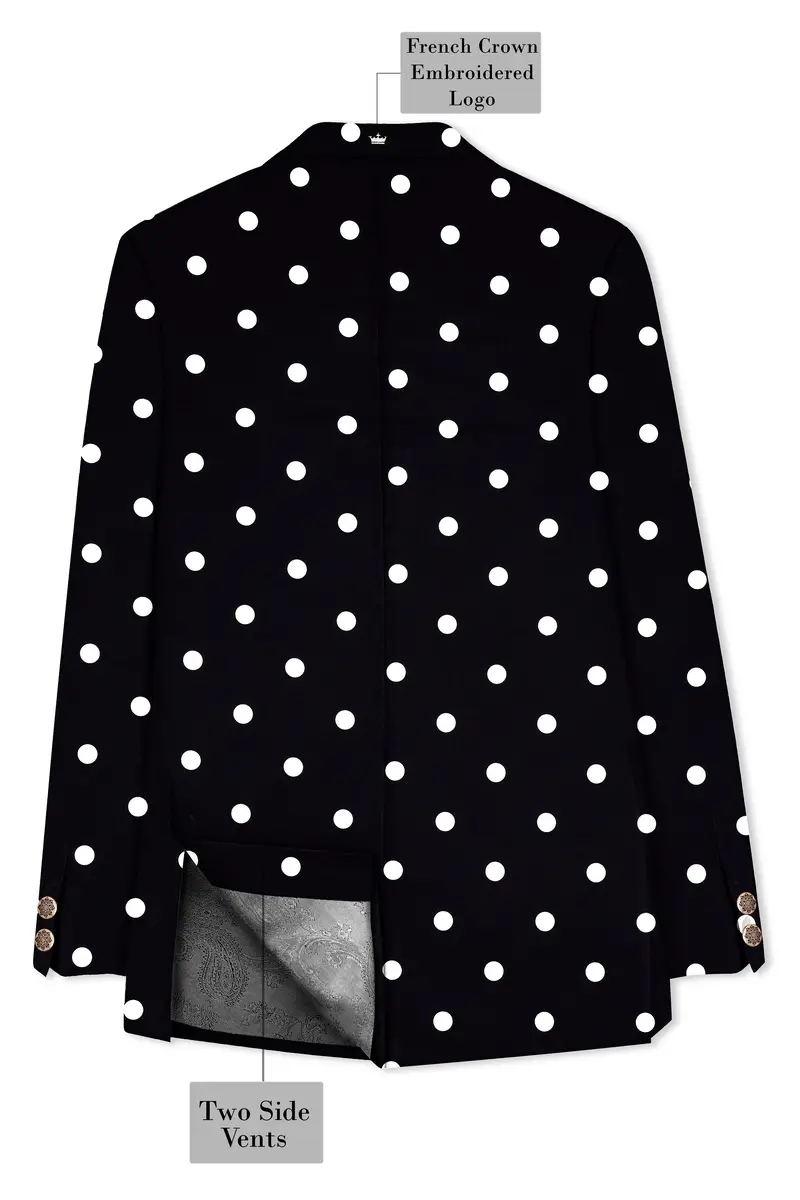 Noirdot-Jade Black Polka Dots Premium Cotton Bandhgala Suit 8