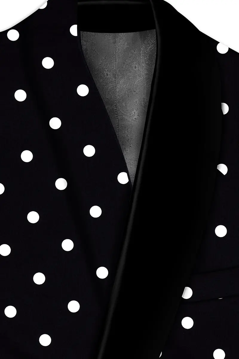 Noirdot-Jade Black Polka Dots Printed Premium Cotton Tuxedo Suit 5