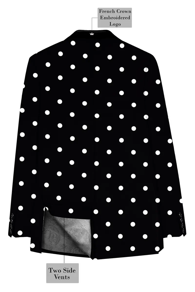 Noirdot-Jade Black Polka Dots Printed Premium Cotton Tuxedo Suit 9