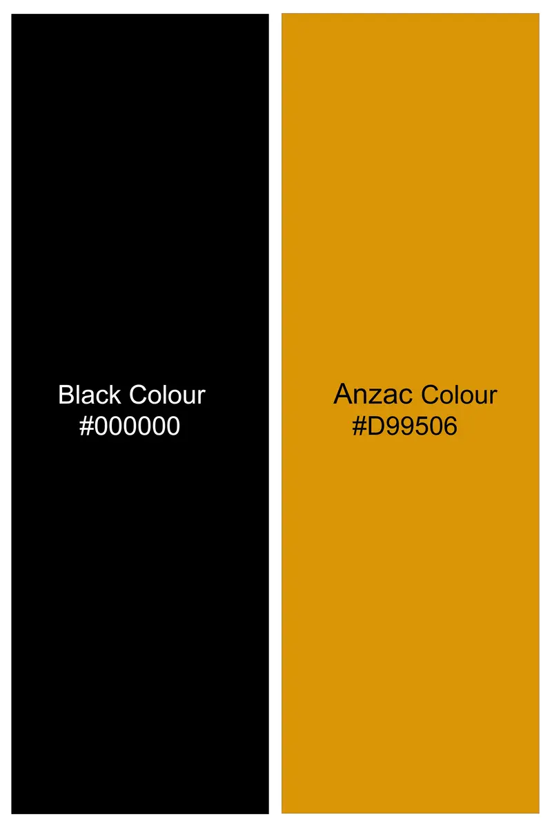 Noirdra-Jade Black And Anzac Yellow Paisleys Printed Oxford Premium Cotton Casual Shirt 9