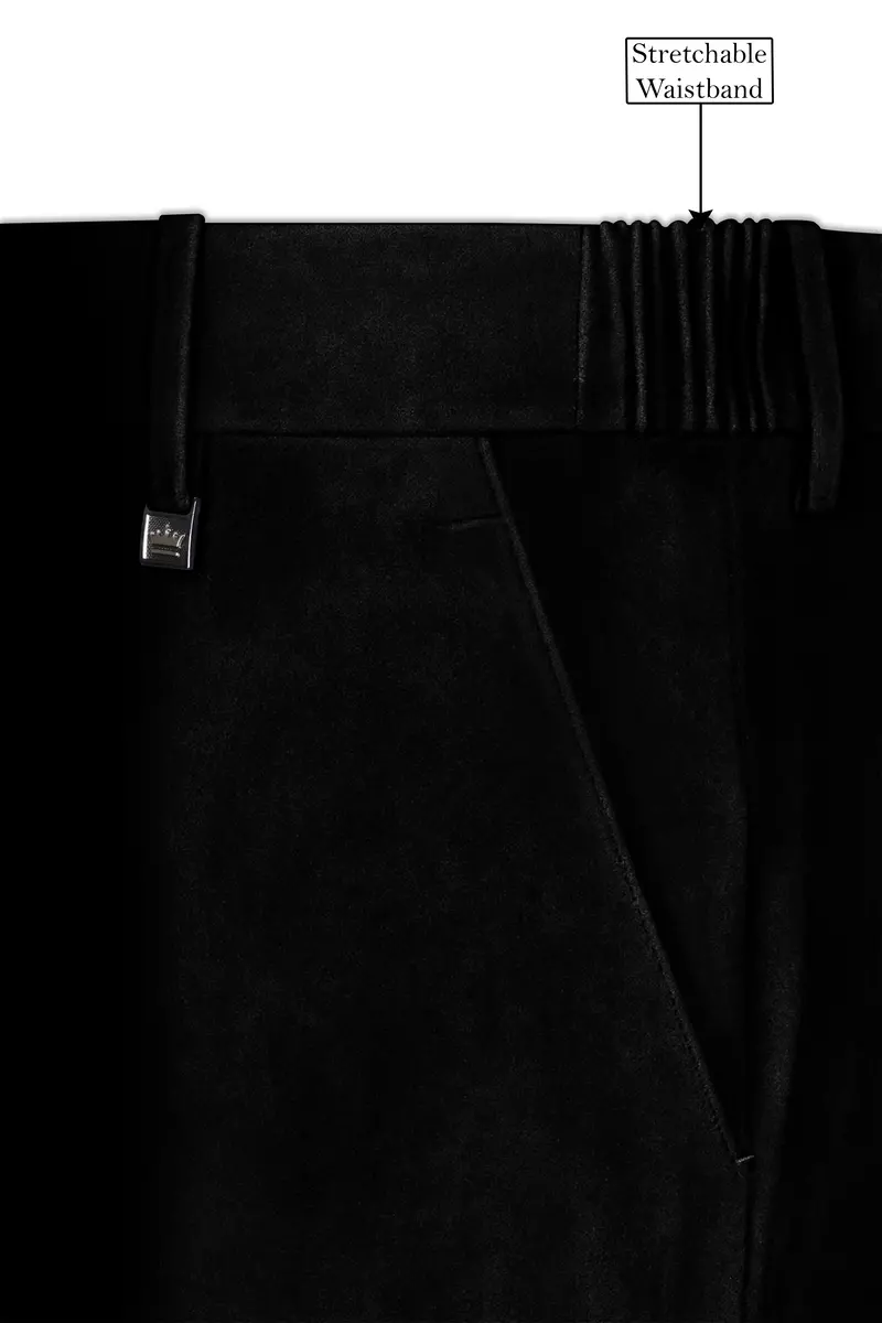 Noirelle-Jade Black Velvet Stretchable Waistband Pant 6