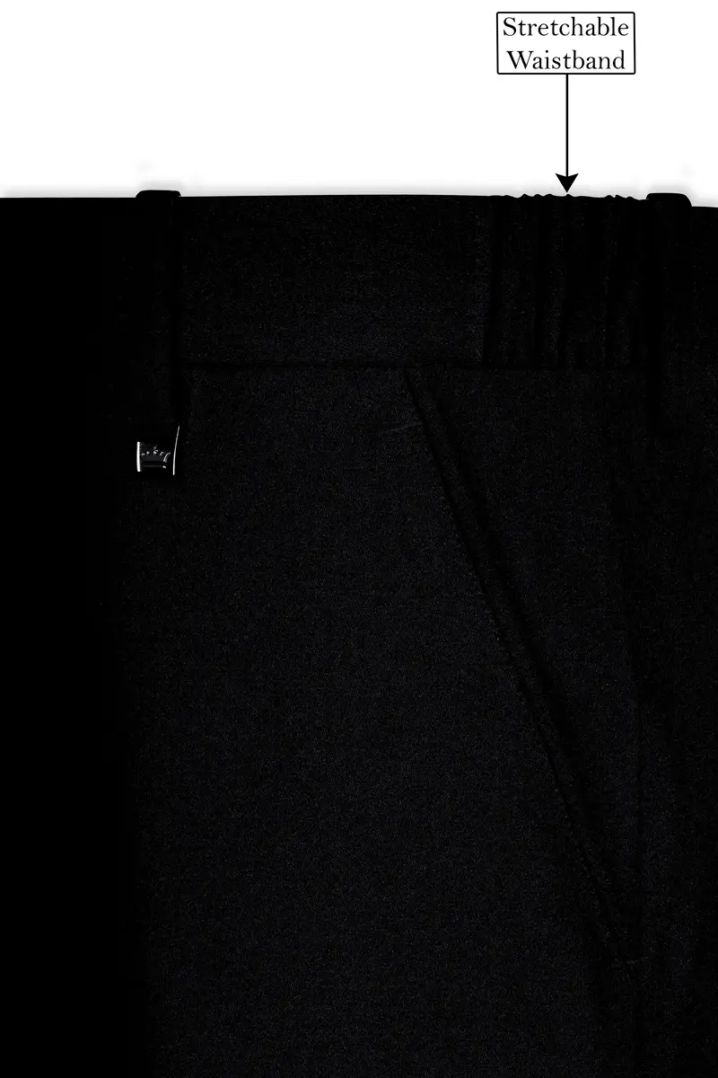 Noirex-Korean Black (The Best Black We Have) 4-Way Stretch Wrinkle-Free Bandhgala Suit 14