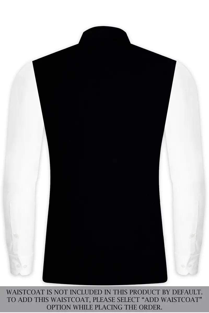 Noirex-Korean Black (The Best Black We Have) 4-Way Stretch Wrinkle-Free Bandhgala Suit 16