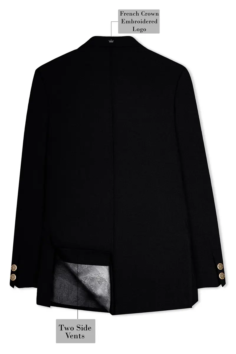 Noirex-Korean Black (The Best Black We Have) 4-Way Stretch Wrinkle-Free Bandhgala Suit 8