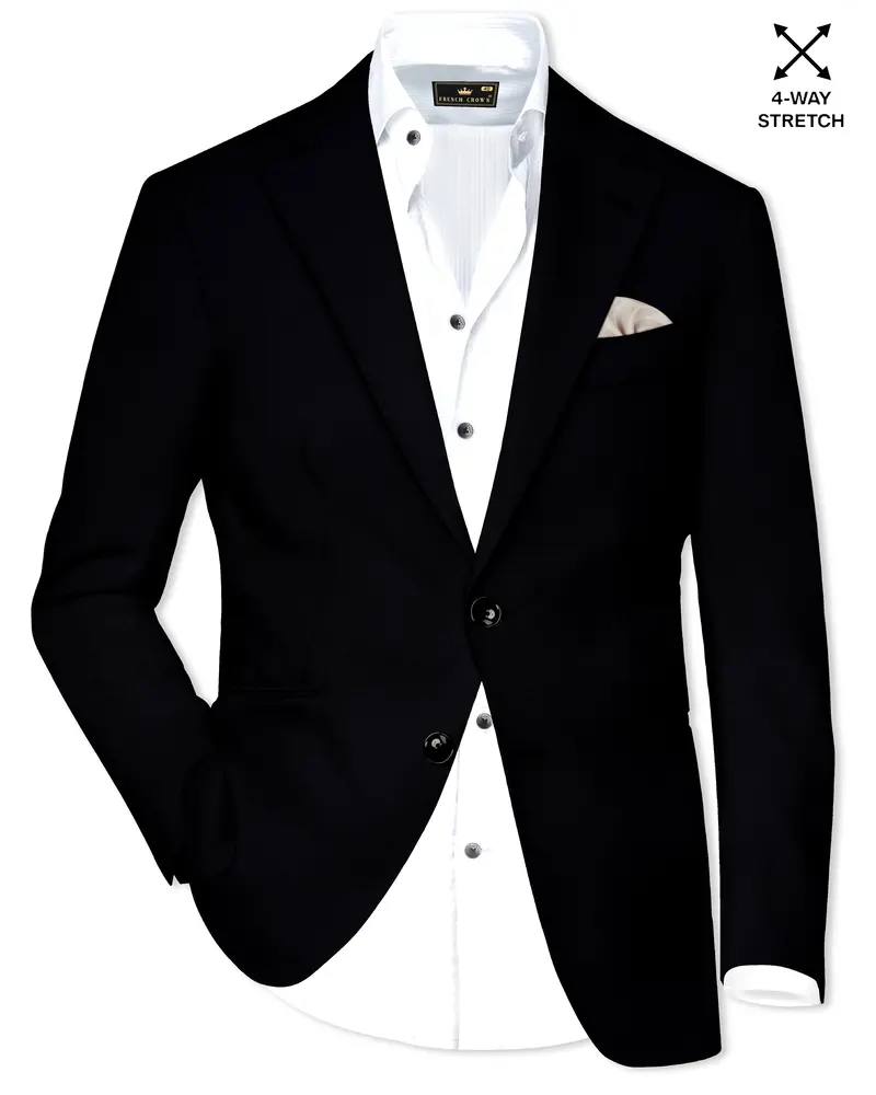 Noirex-Korean Black ( The Best Black We Have ) 4-Way Stretch Wrinkle-Free Single Breasted Blazer 1