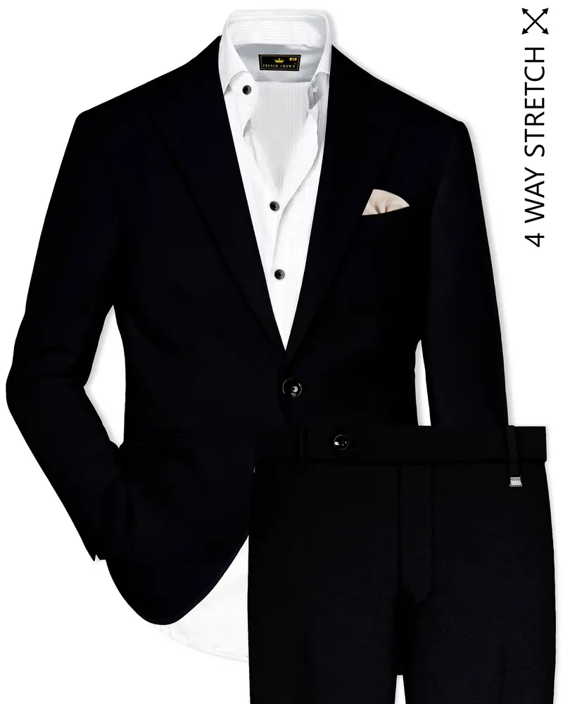 Noirex-Korean Black ( The Best Black We Have ) 4-Way Stretch Wrinkle-Free Single Breasted Suit 1