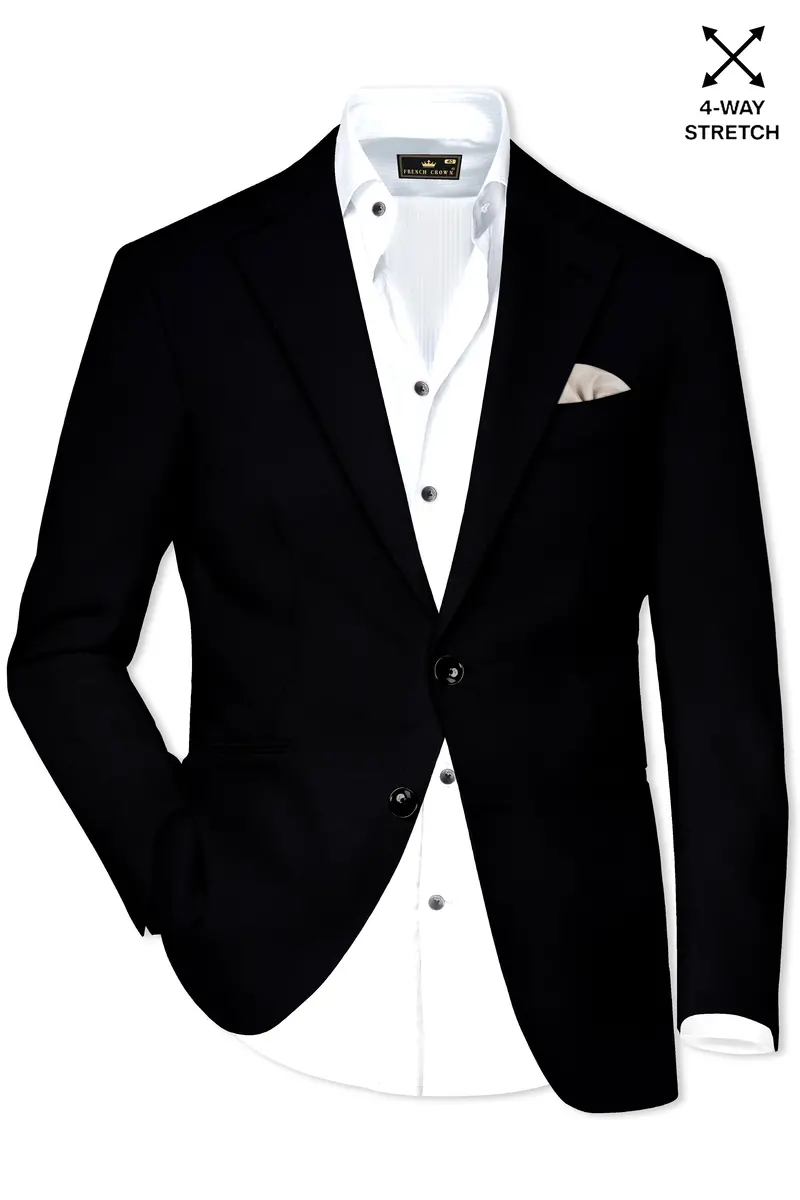 Noirex-Korean Black ( The Best Black We Have ) 4-Way Stretch Wrinkle-Free Single Breasted Suit 10
