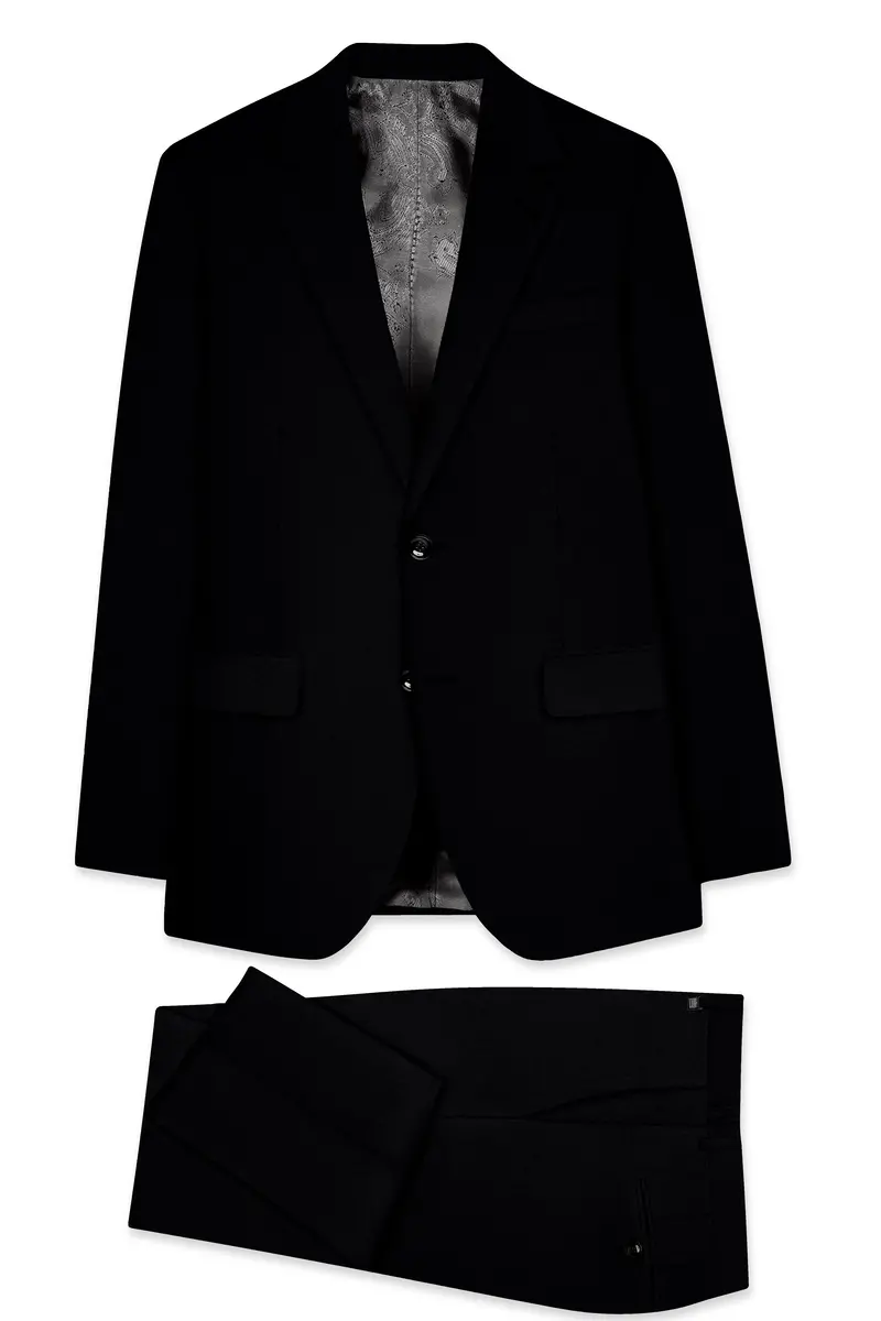 Noirex-Korean Black ( The Best Black We Have ) 4-Way Stretch Wrinkle-Free Single Breasted Suit 11