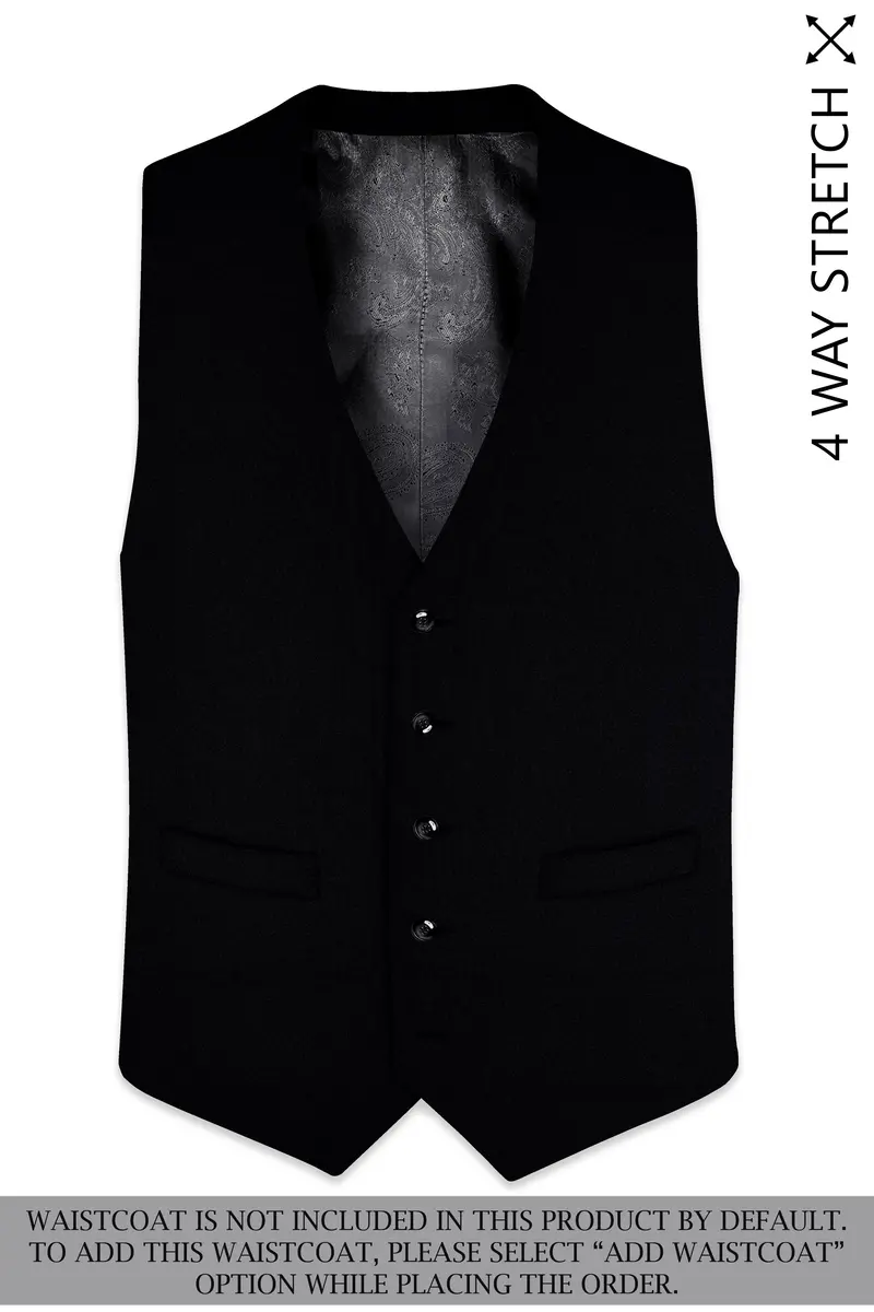 Noirex-Korean Black ( The Best Black We Have ) 4-Way Stretch Wrinkle-Free Single Breasted Suit 16