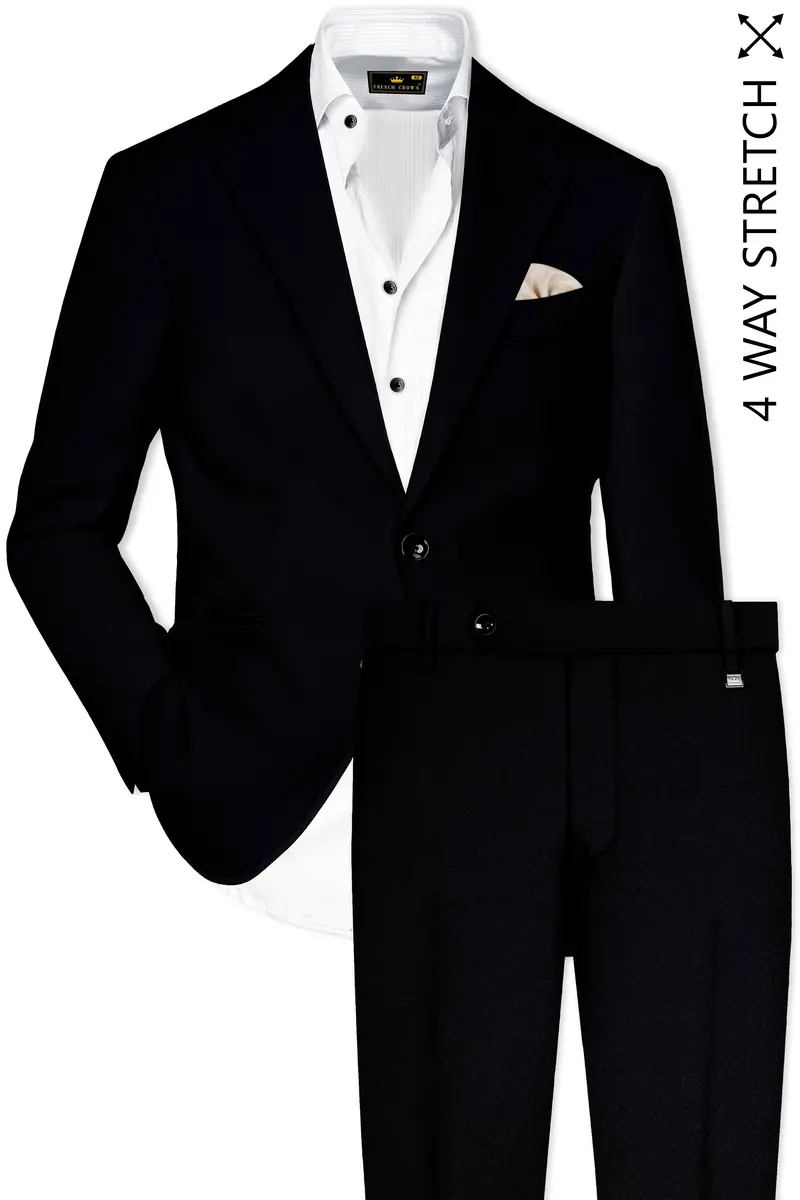 Noirex-Korean Black ( The Best Black We Have ) 4-Way Stretch Wrinkle-Free Single Breasted Suit 2