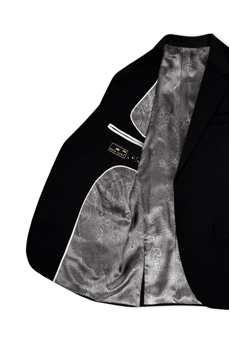 Noirex-Korean Black ( The Best Black We Have ) 4-Way Stretch Wrinkle-Free Single Breasted Suit 6