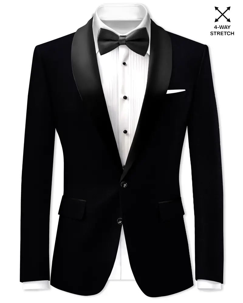 Noirex-Korean Black (The Best Black We Have) Tuxedo Designer 4-Way Stretch Wrinkle-Free Blazer 1