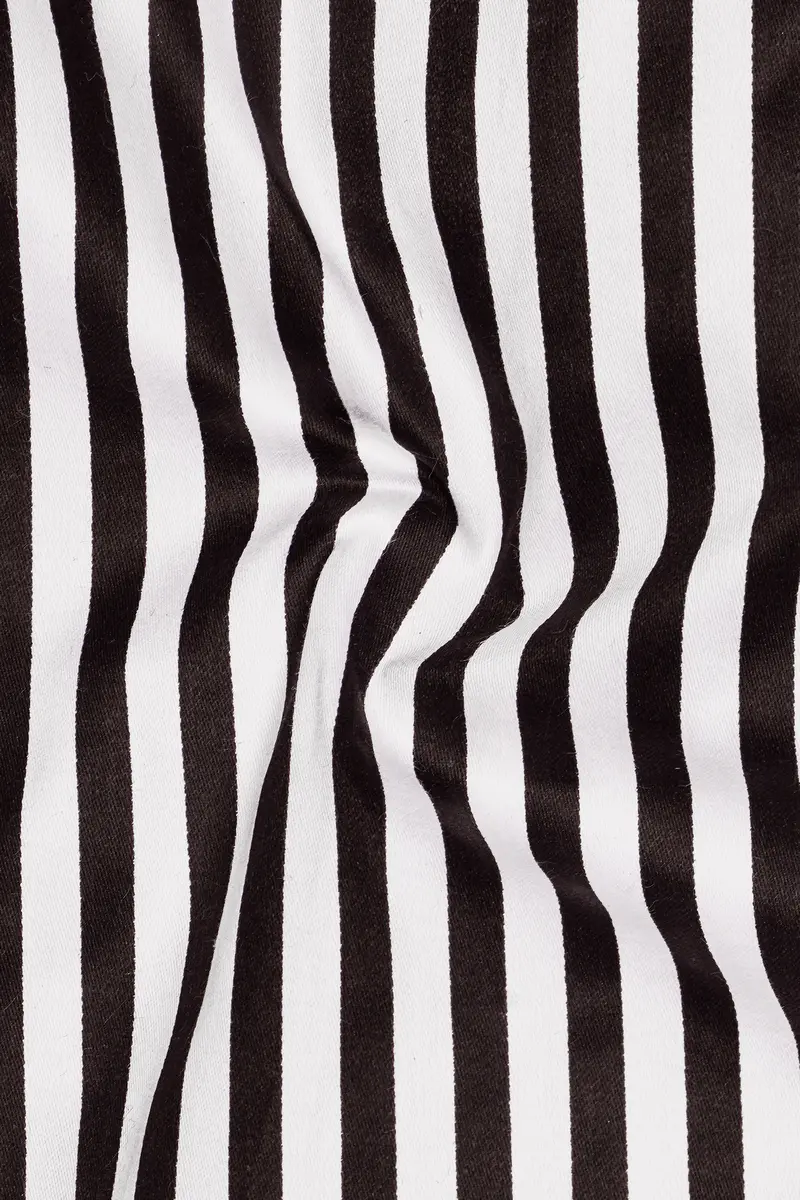 Noirlyn-Jade Black And Bright White Striped Super Soft Premium Cotton Dress White Cuff Collar Shirt 3