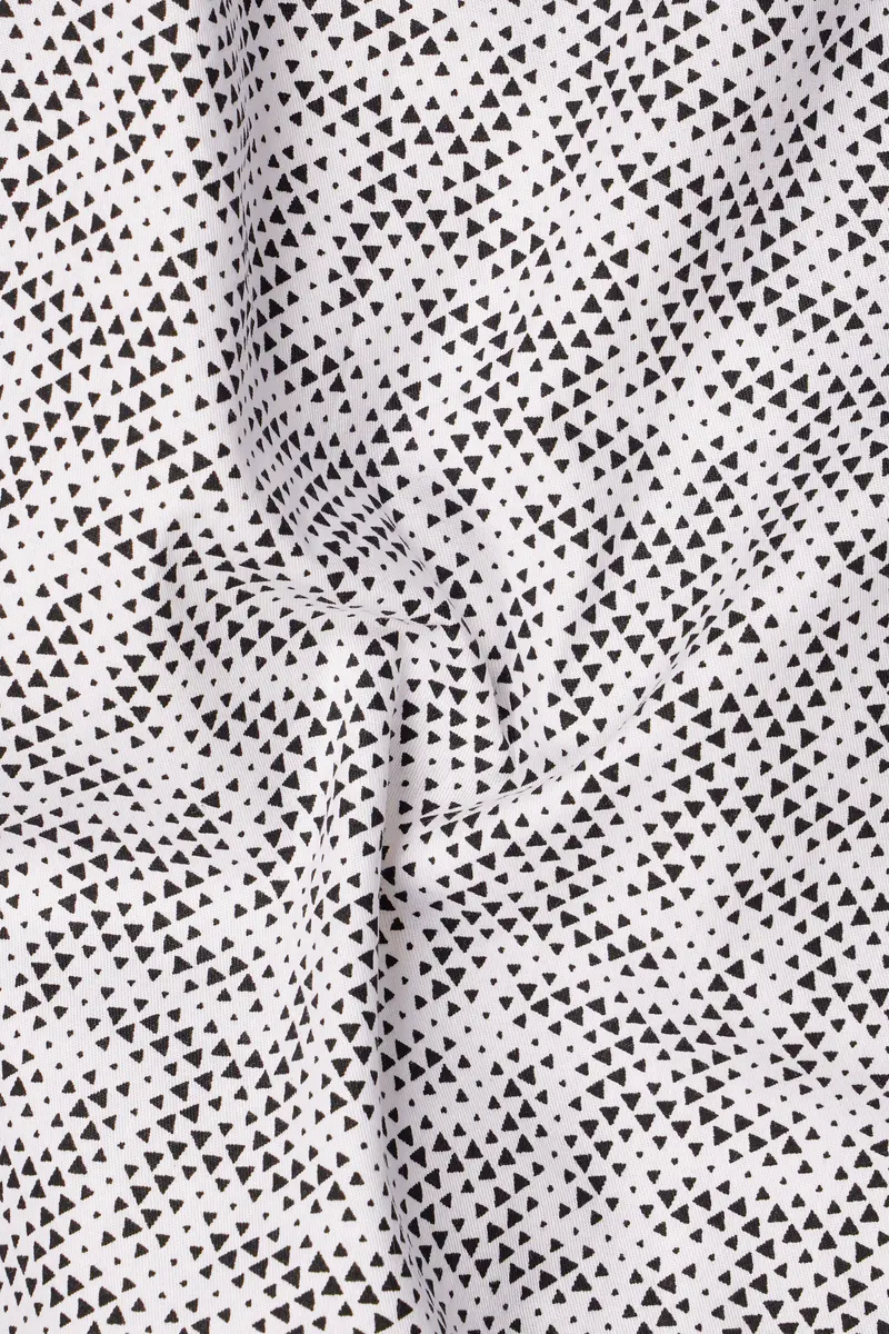 Noirtriad-Classic White With Black Flocked Triangle Printed Super Soft Premium Cotton Button Down Shirt 2
