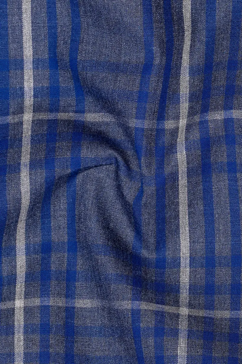 Nordic-Fiord Blue Plaid Super Soft Premium Cotton Semi Formal Shirt 3