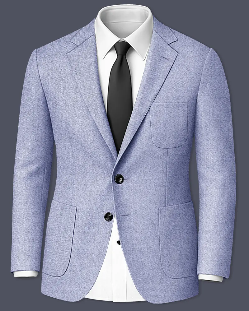Nordic-Logan Blue Textured Tweed Single Breasted Sports Blazer 1