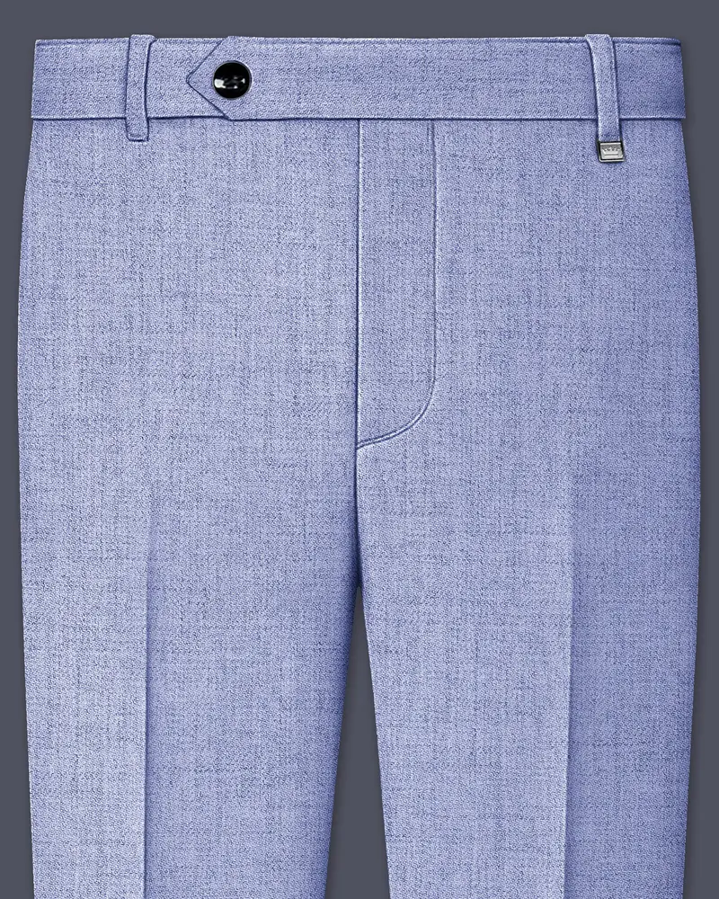 Nordic-Logan Blue Textured Tweed Stretchable Waistband Pant 1