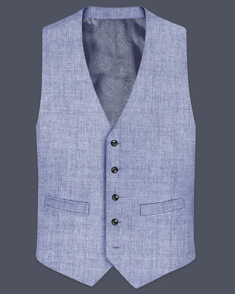 Nordic-Logan Blue Textured Tweed Waistcoat 1
