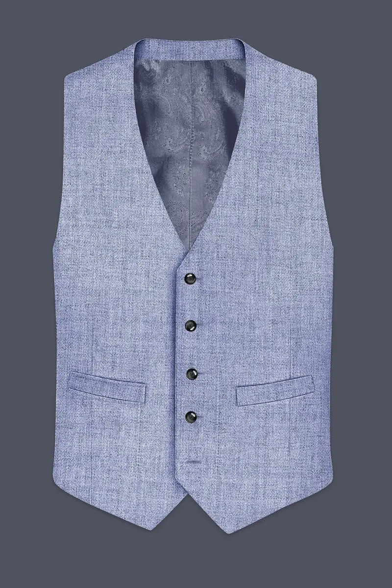 Nordic-Logan Blue Textured Tweed Waistcoat 2