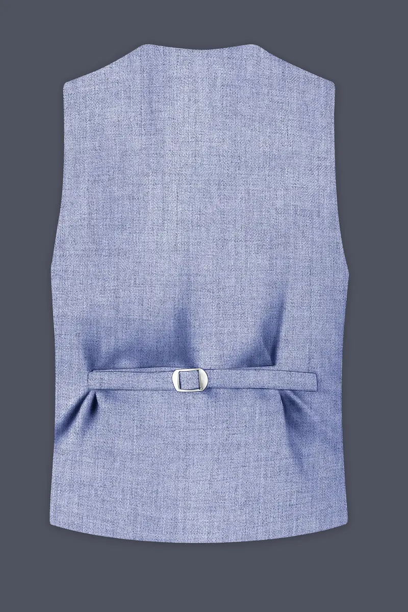 Nordic-Logan Blue Textured Tweed Waistcoat 4