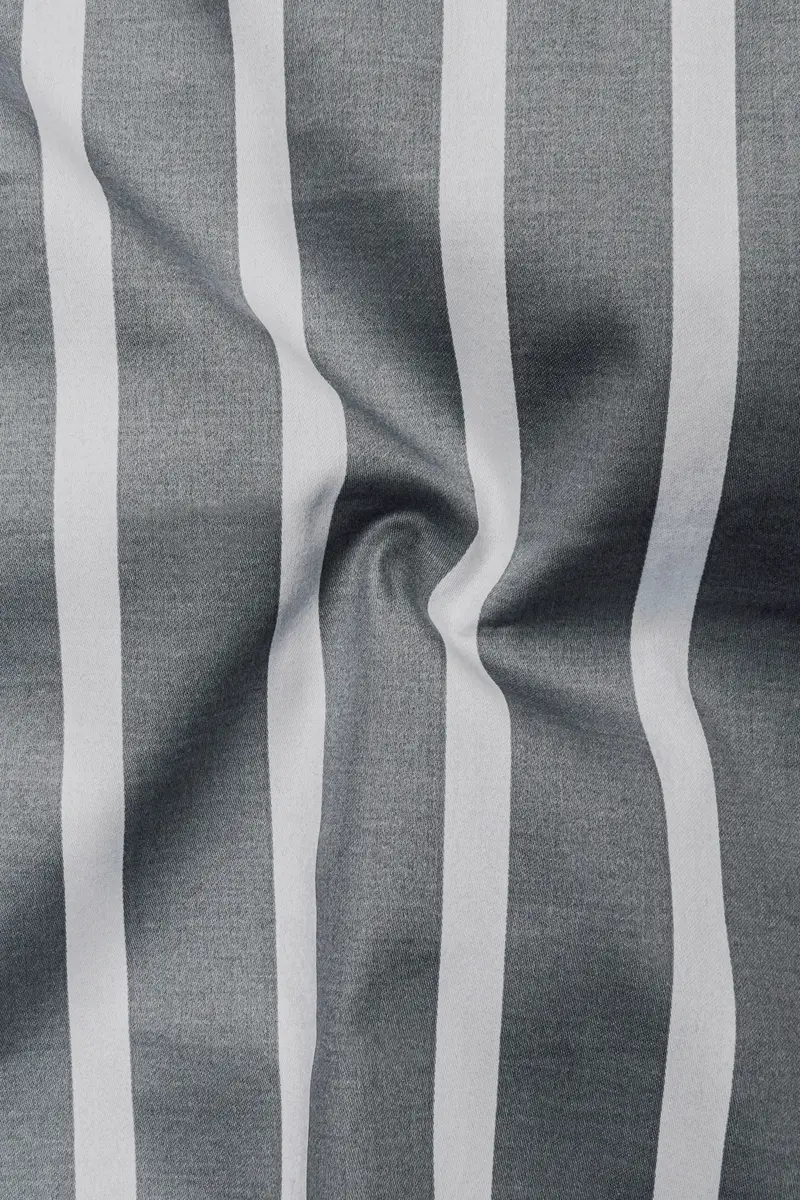 Nordoro-Oslo Gray And Bright White Awning Striped Super Soft Premium Cotton Dress Shirt 3