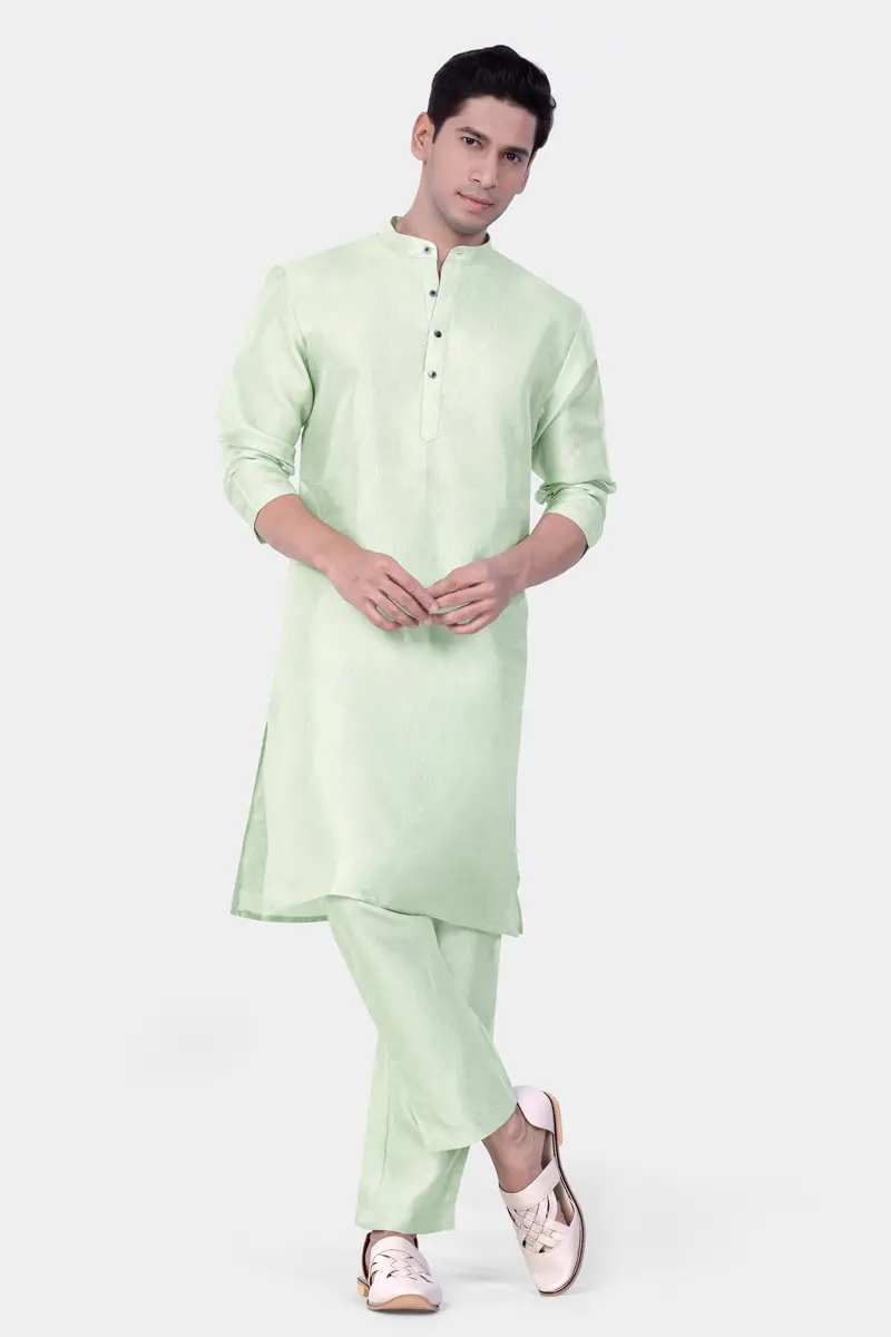 Norway Green Textured Subtle Sheen Viscose Kurta Set 2