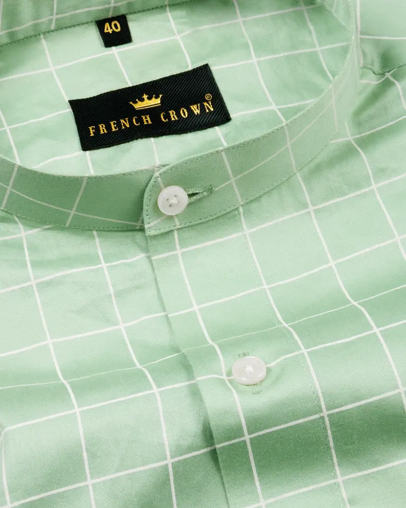 Norway Green Windowpane Premium Satin Shirt 1