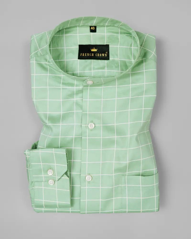 Norway Green Windowpane Premium Satin Shirt 3