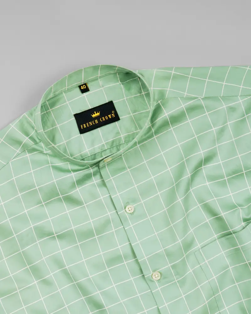 Norway Green Windowpane Premium Satin Shirt 4